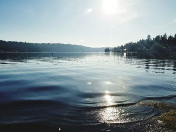 Scenic view of lake against sky during winter