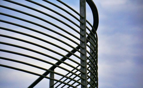 Low angle view of spiral staircase against sky