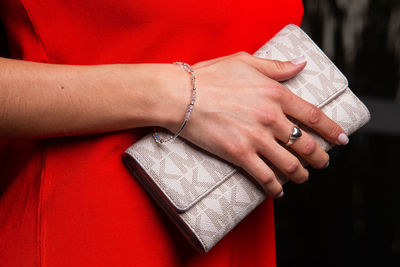 Close-up of woman holding hands