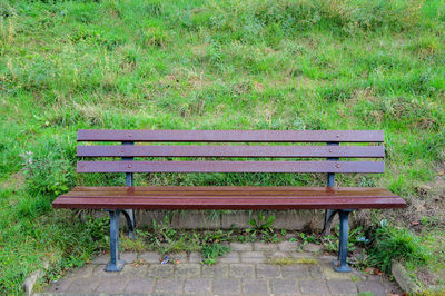 Empty bench in park