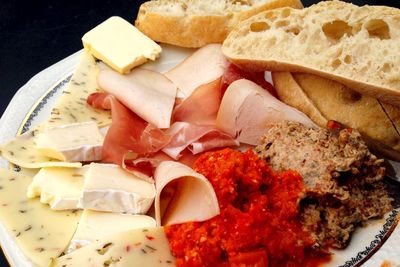 Close-up of meal served in plate