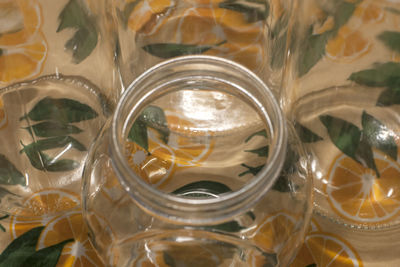 High angle view of drink on table