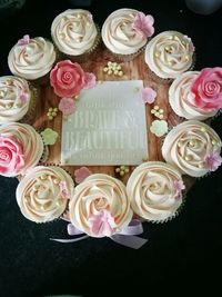 High angle view of roses against bouquet