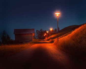 Night empty path illuminated by street lamps in ladis
