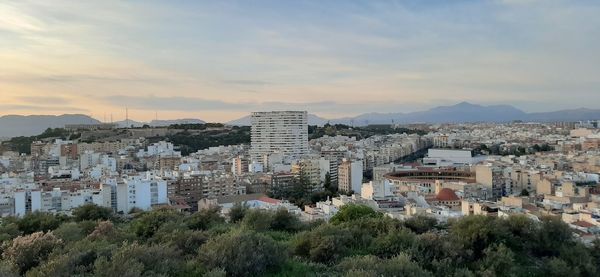 High angle view of townscape against sky