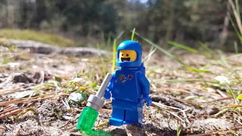 Close-up of toy on field