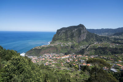 Scenic view of sea against clear sky