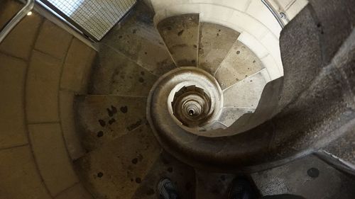 High angle view of spiral stairs