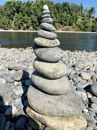 Stack of stones in lake