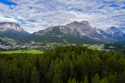 Scenic view of landscape and mountains against sky