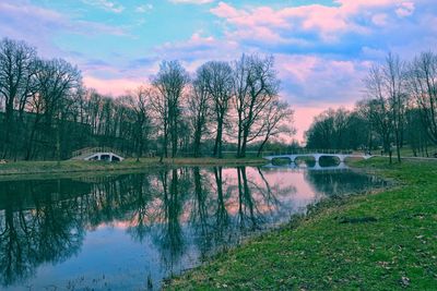 Scenic view of lake against sky