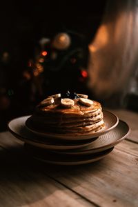 Close-up of food on table winter hot pan cake