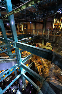 High angle view of illuminated industry in building