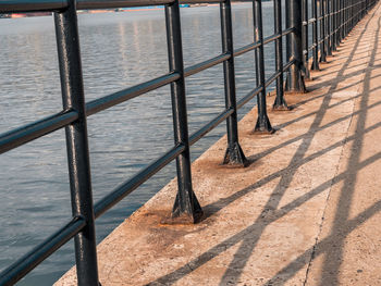 High angle view of railing by staircase