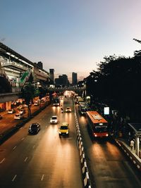 High angle view of traffic on city street