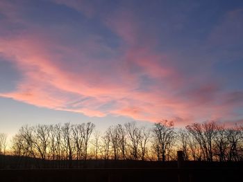 Silhouette bare trees against sky at sunset