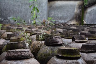 Close-up of rocks against temple