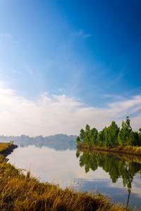 Scenic view of lake against sky