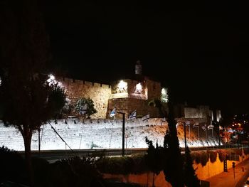 City lit up at night during winter