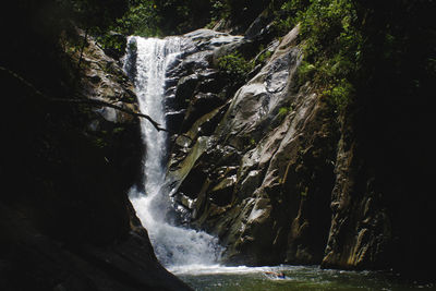 Waterfall flowing over rocks in malaysia