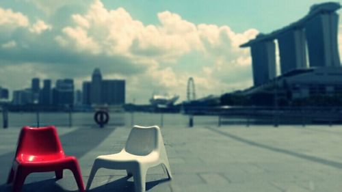 Empty chairs in the park