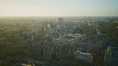 High angle view of cityscape against sky