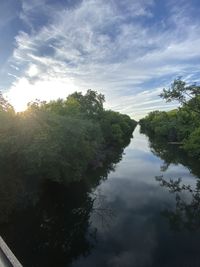 Reflection of trees in lake against sky