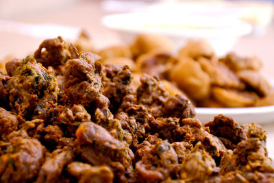 Close-up of food,pakora in plate in wedding party 