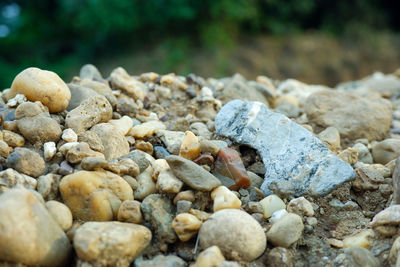 Close-up of stones on beach