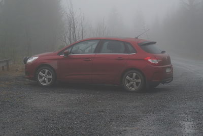 Red car on road