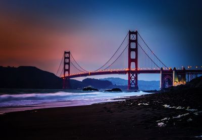 Scenic view of golden gate bridge during sunset