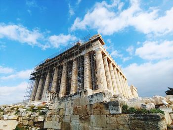 Low angle view of historical building against sky