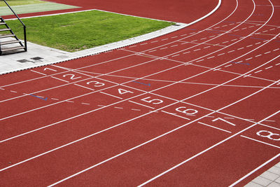 High angle view of running track