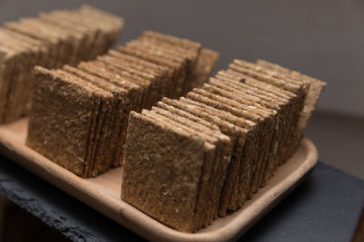 Close-up of chocolate cake on table