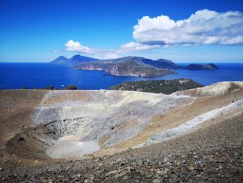 Scenic view from vulcano crater sicily italy