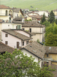 View of roofs in small town