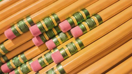 Close-up of yellow pencils