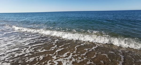 Scenic view of sea against clear sky