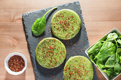 High angle view of fruits in bowl on table