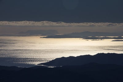 Scenic view of mountains at sunset