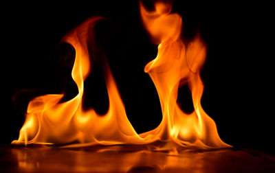 Close-up of fire against black background