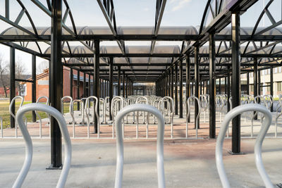 Empty bicycle parking lot