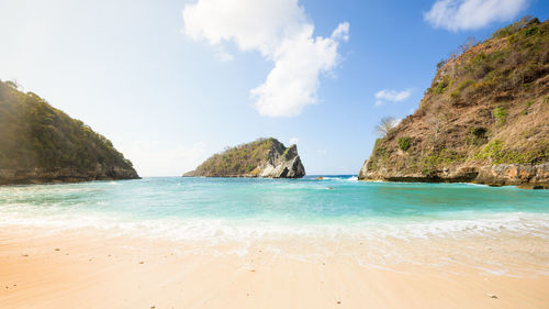 Scenic view of beach against sky