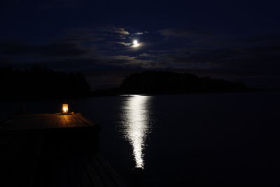 Scenic view of sea against sky at night