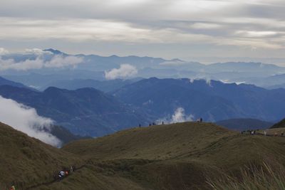 Scenic view of mountains against sky