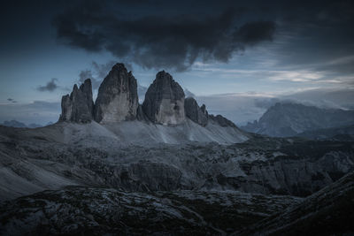 Panoramic view of rocky mountains against sky