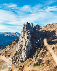 Panoramic view of landscape and mountains against sky