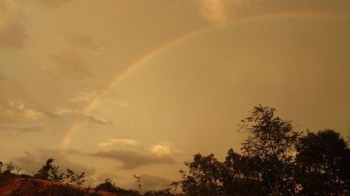 Low angle view of rainbow against sky