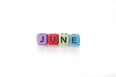Close-up of toy car on white background