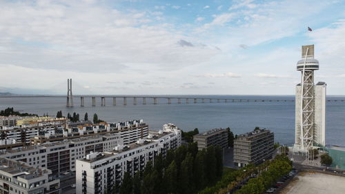 Panoramic view of buildings and city against sky